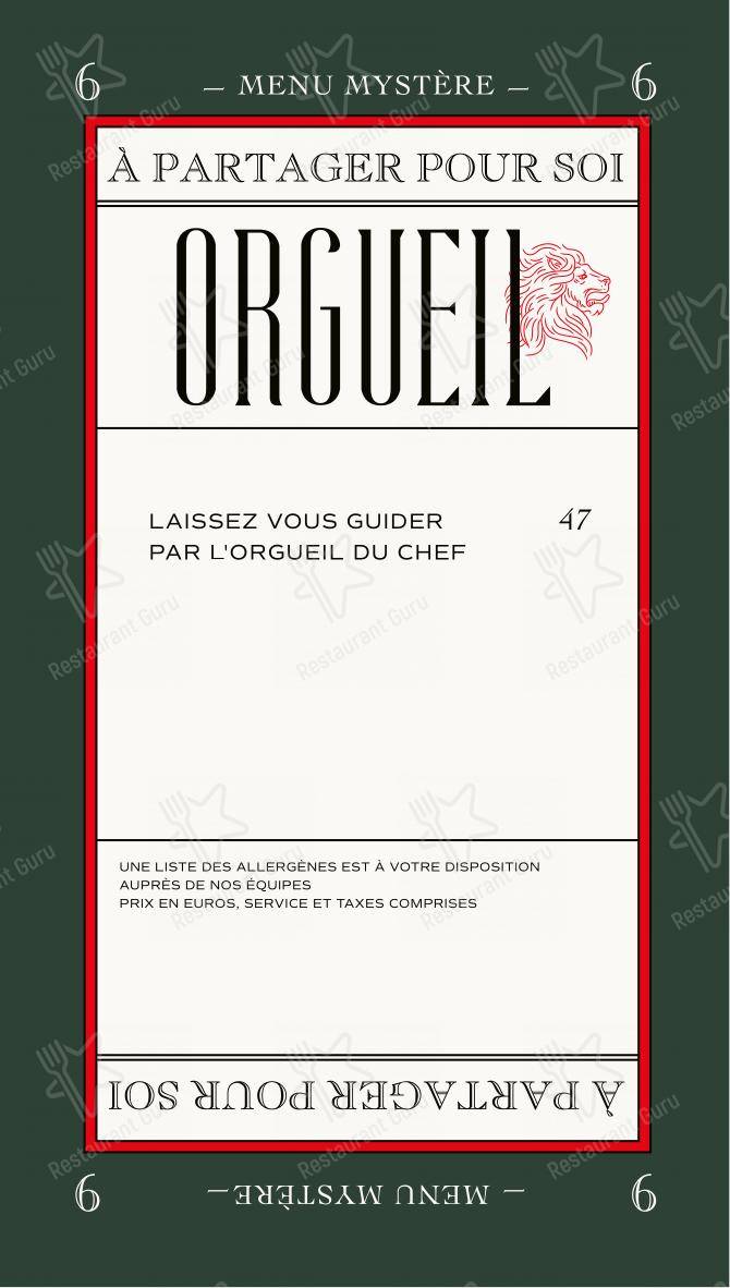 Menu pour Orgueil - Menu bar