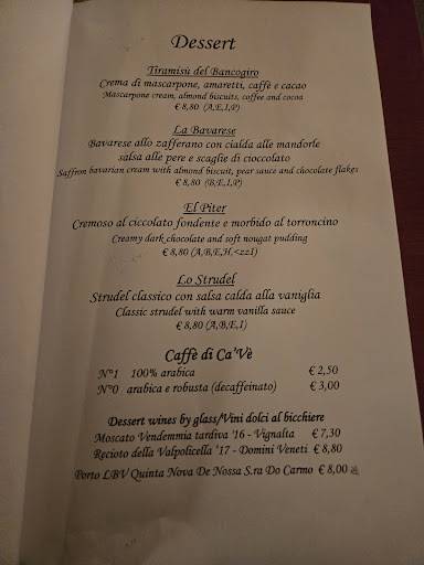 Menu di Osteria Bancogiro Venezia 
