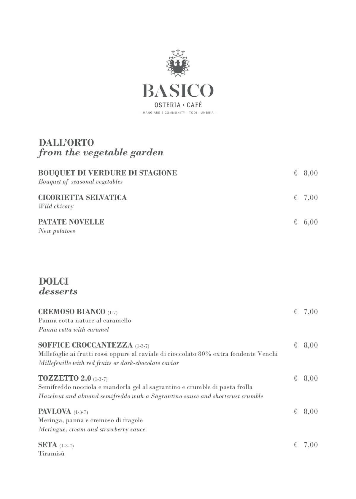 Menu di Osteria Basico Todi Centro 