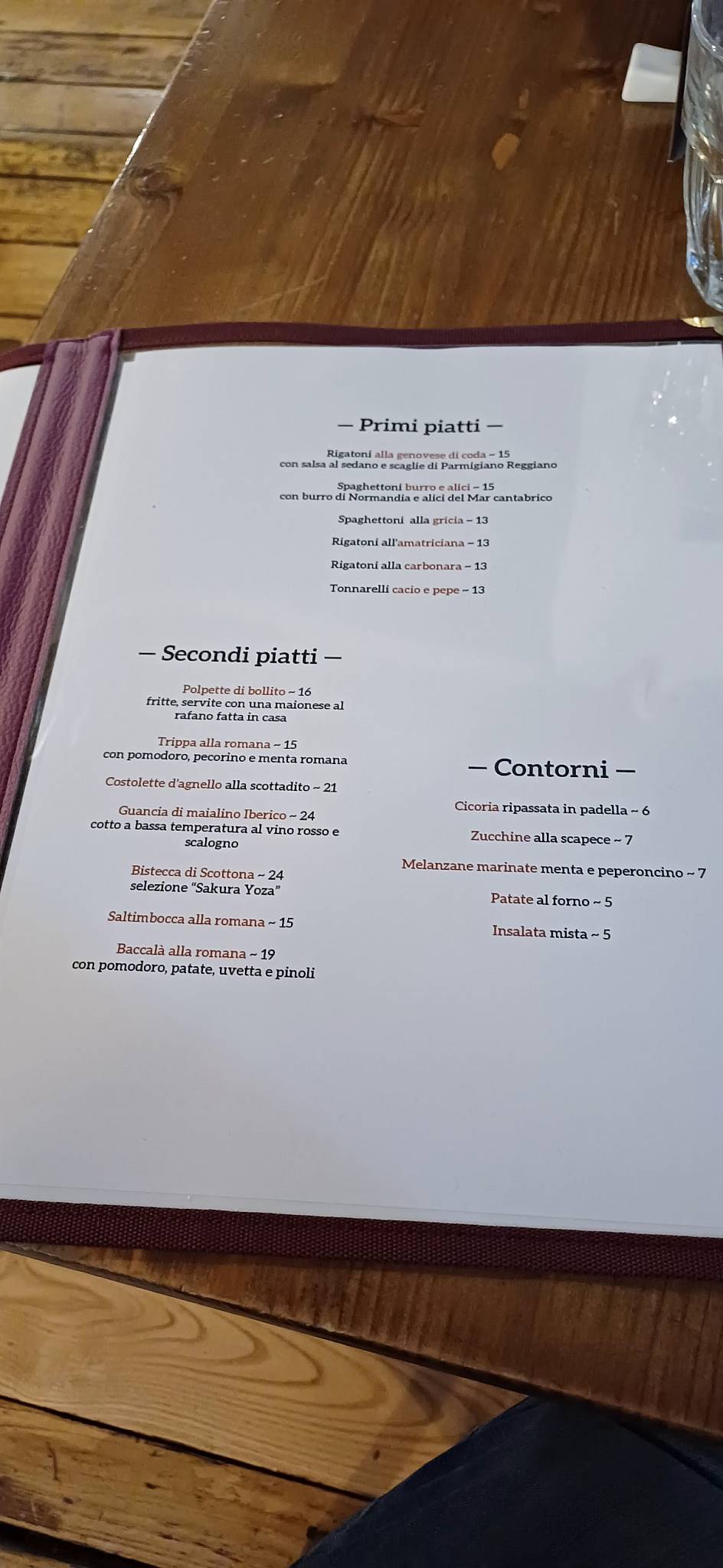 Menu di Osteria Fratelli Mori 