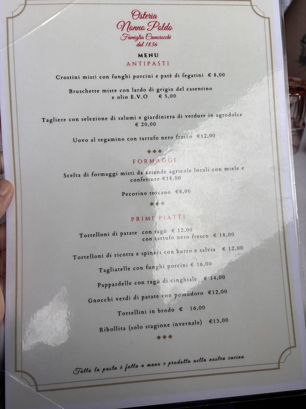 Menu di Osteria Nonno Poldo 