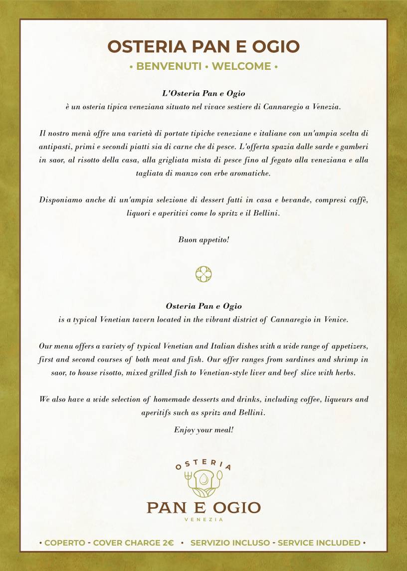 Menu di Osteria Pan e Ogio 