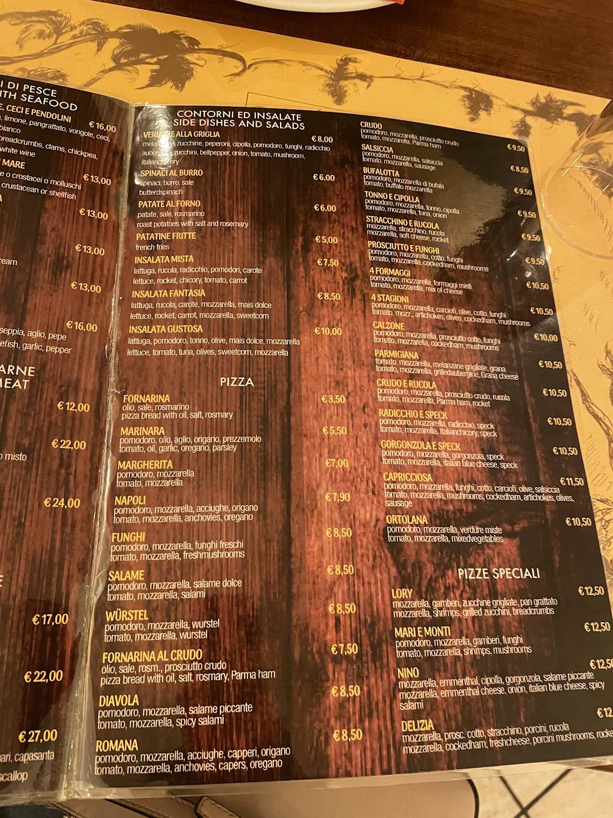 Menu di Osteria Pizzeria 