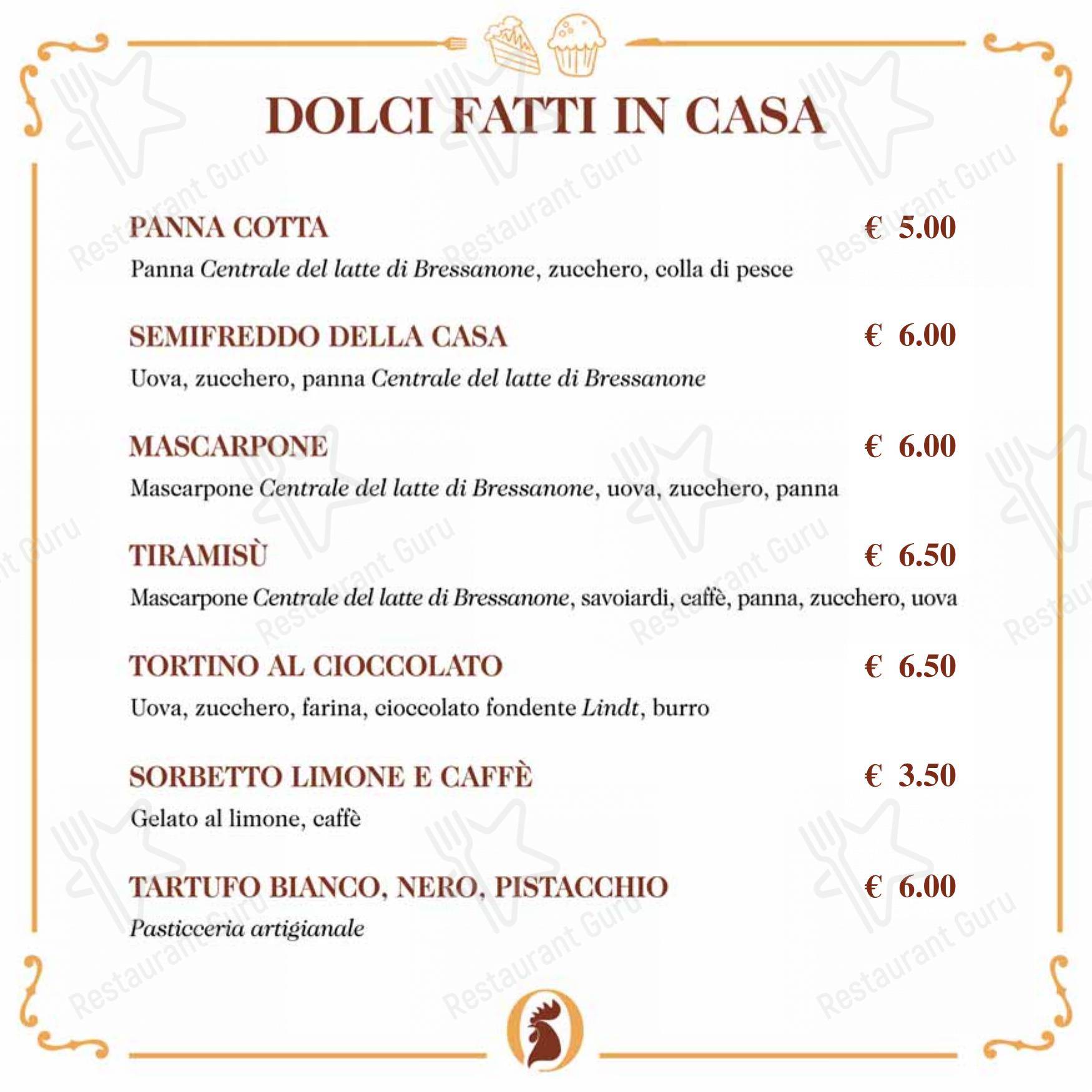 Menu di Osteria il Gallo - Menu