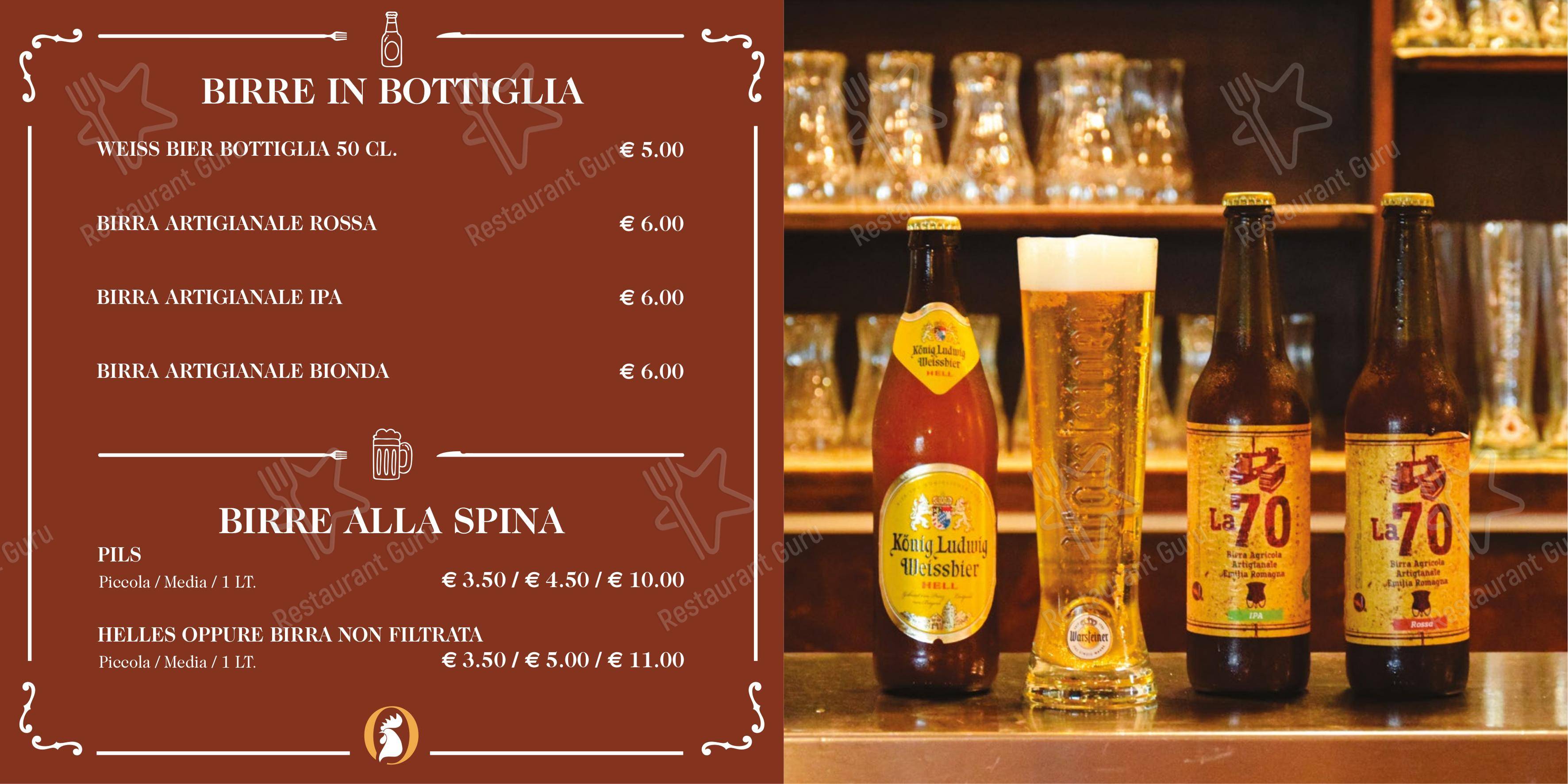 Menu di Osteria il Gallo - Menu bar