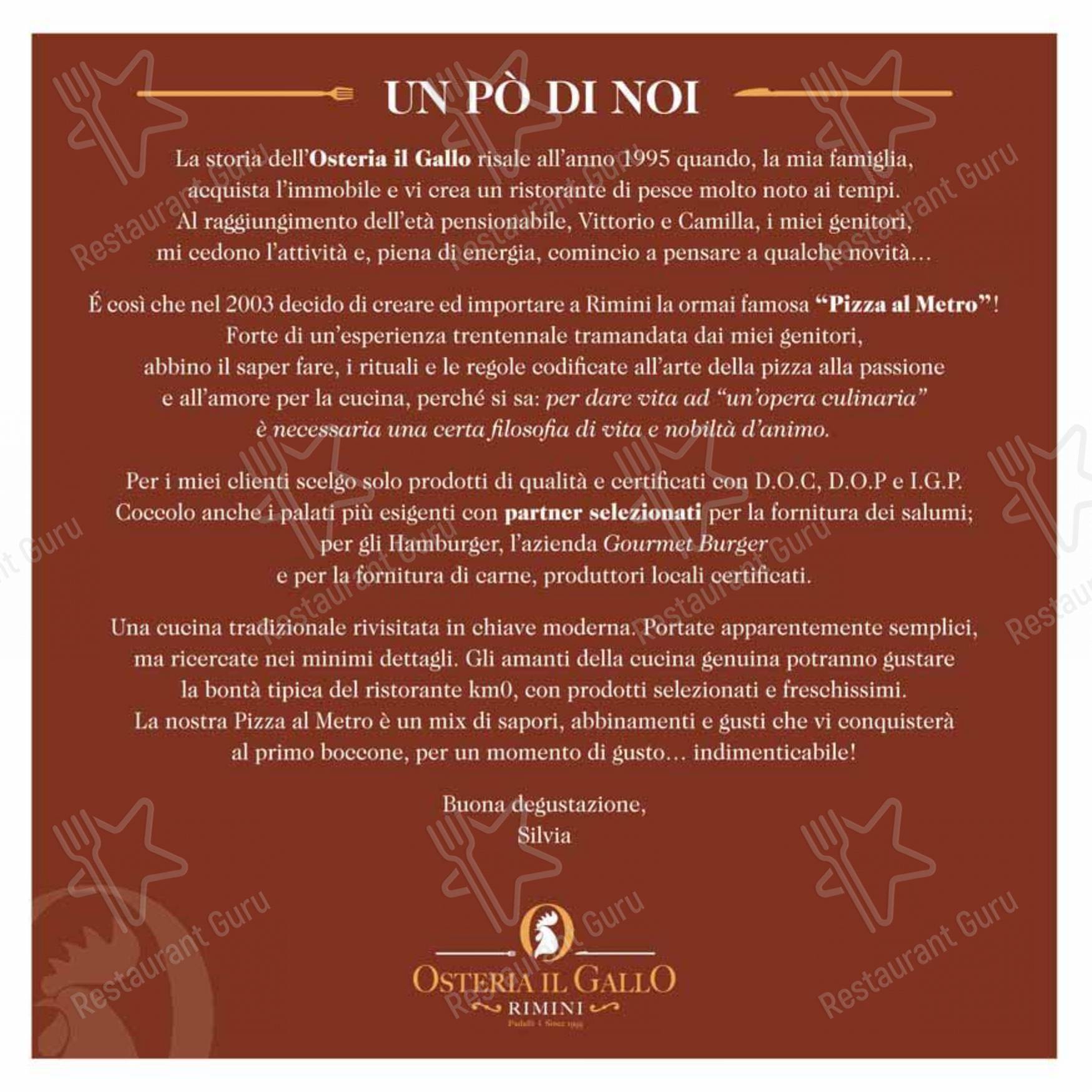 Menu per Osteria il Gallo ristorante