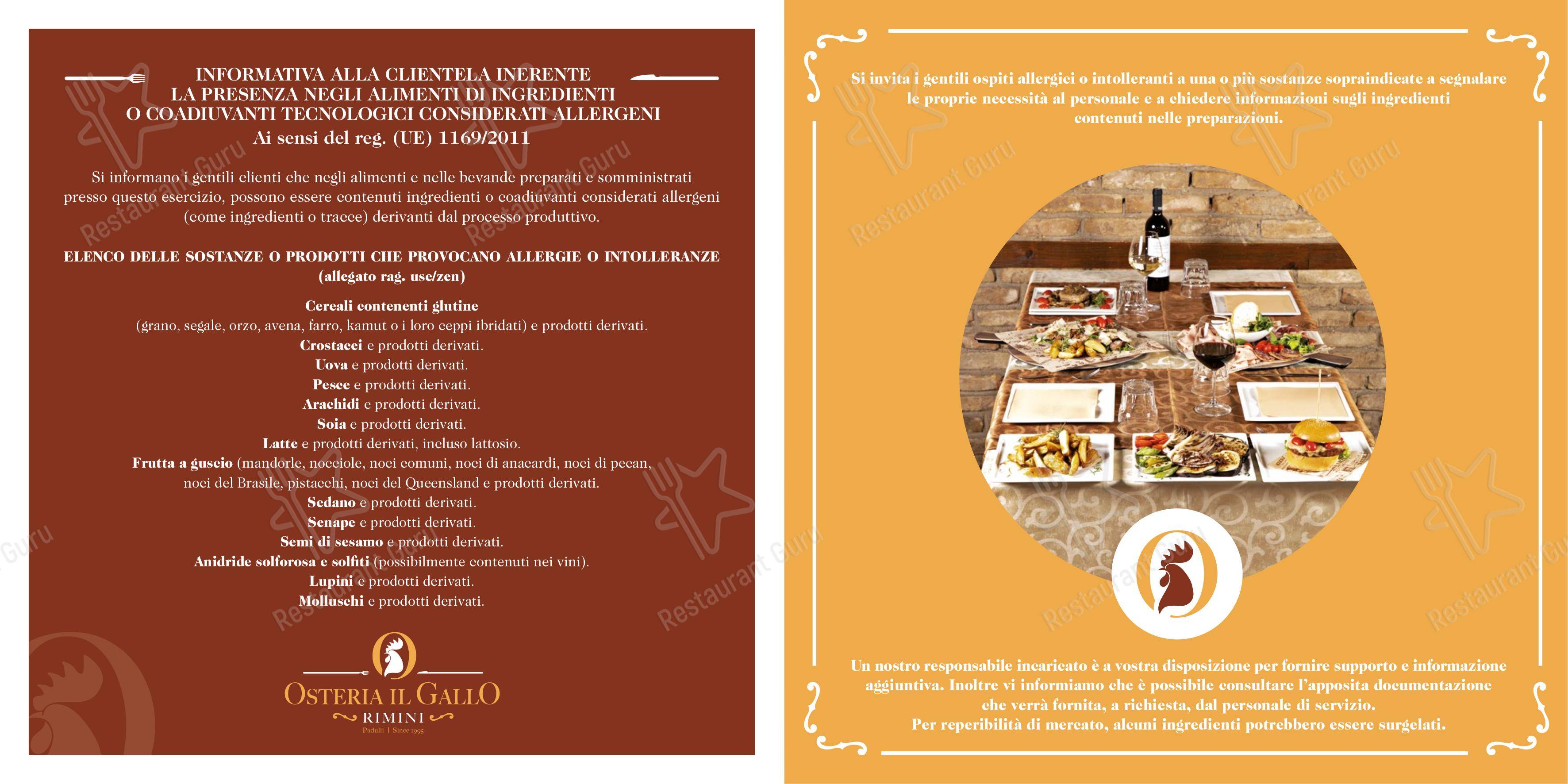 Osteria il Gallo in Rimini - Menu bar