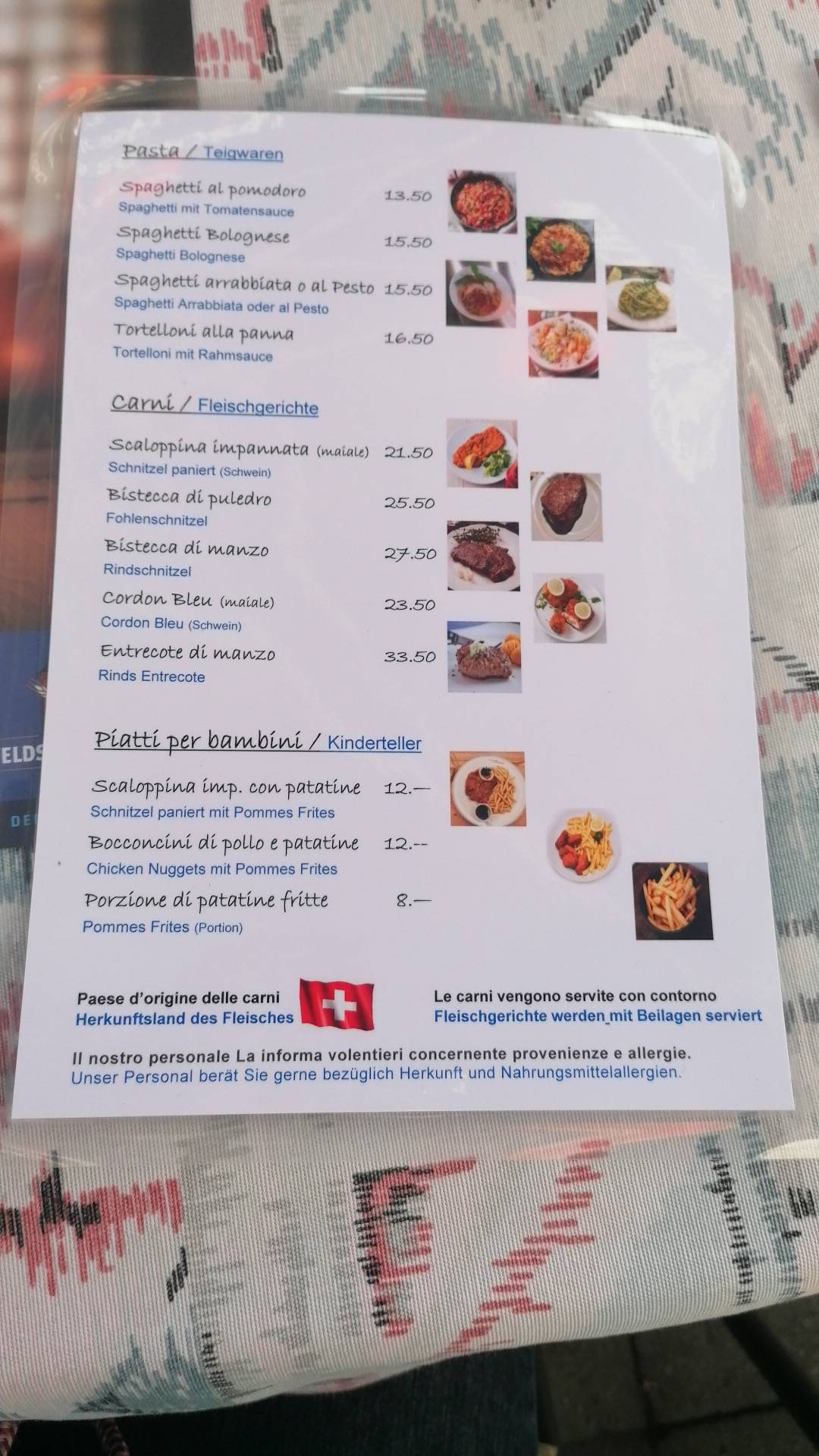 Menu di Osteria ristorante Pozzolascio 