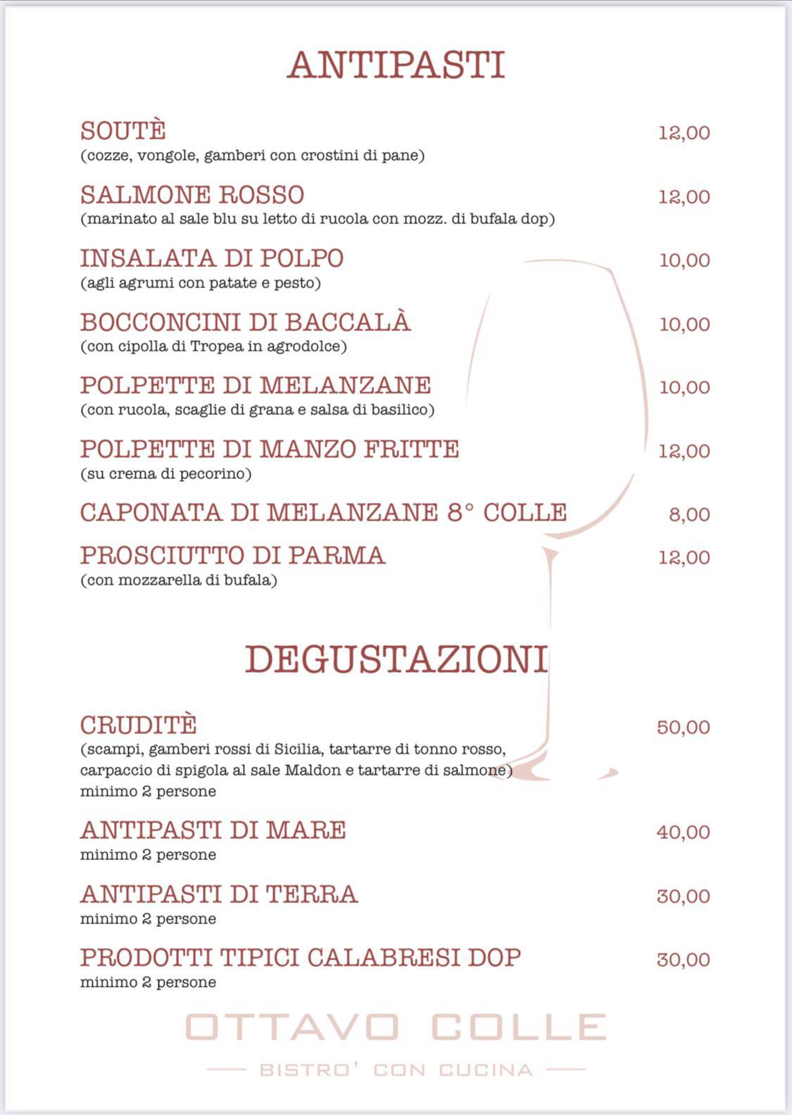 Menu di Ottavo Colle - Bistrot con Cucina 