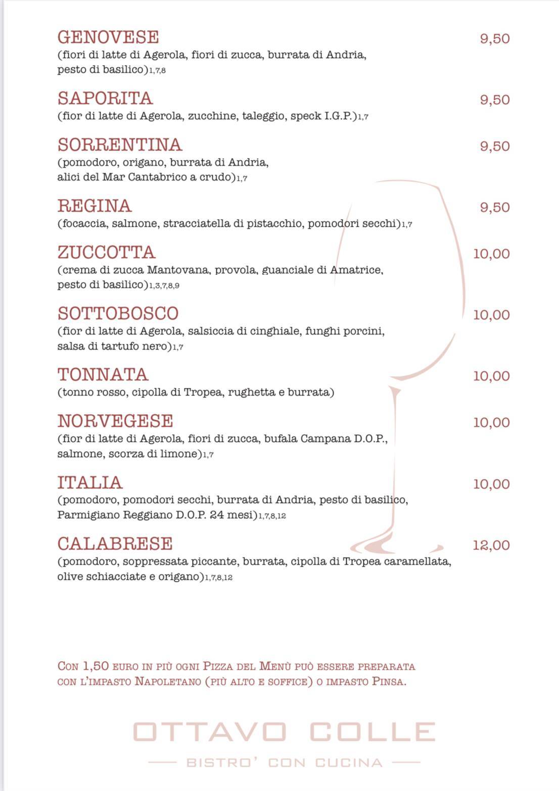 Menu di Ottavo Colle - Bistrot con Cucina 