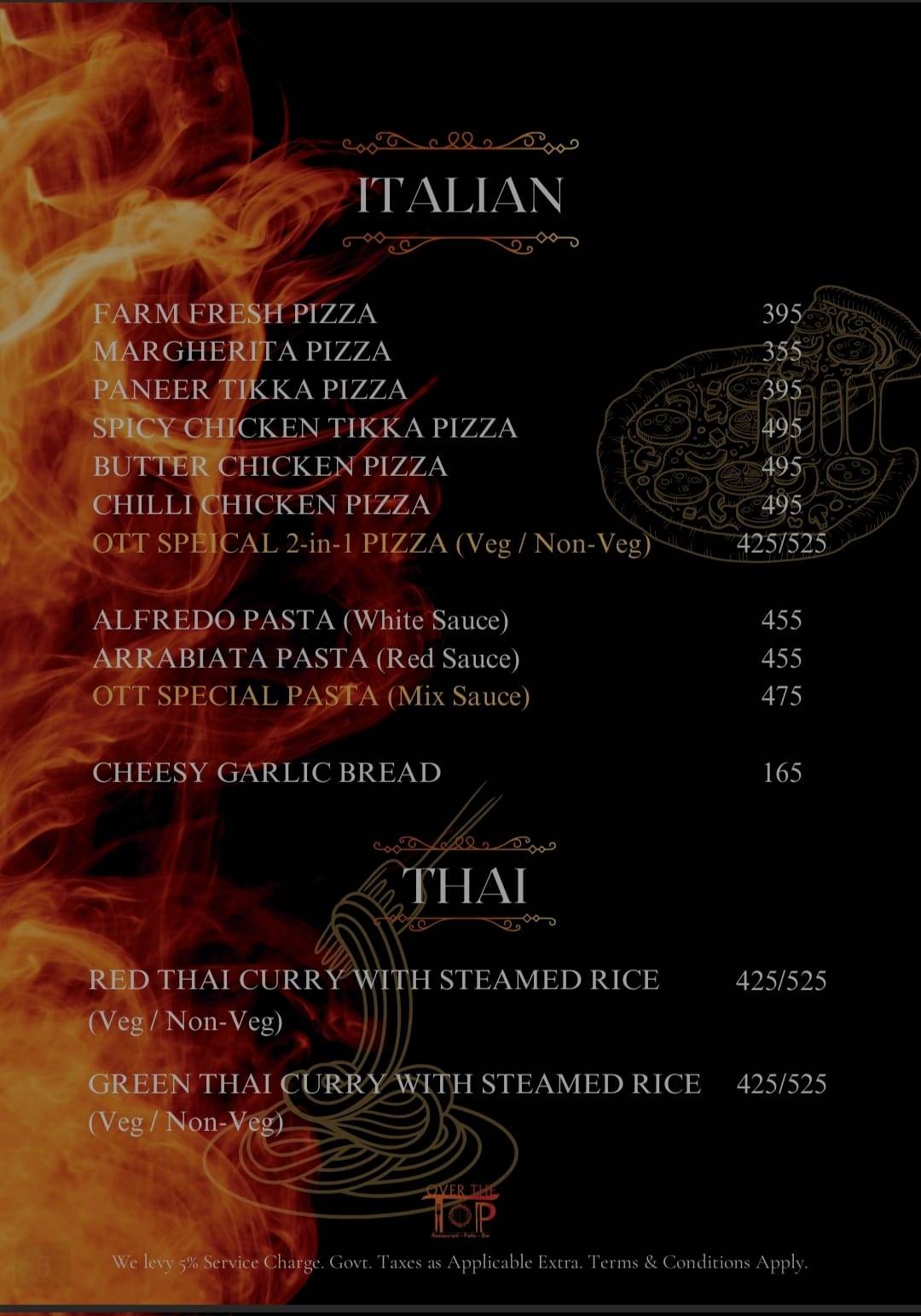 Over The Top Restaurant & BAR- Janakpuri menu