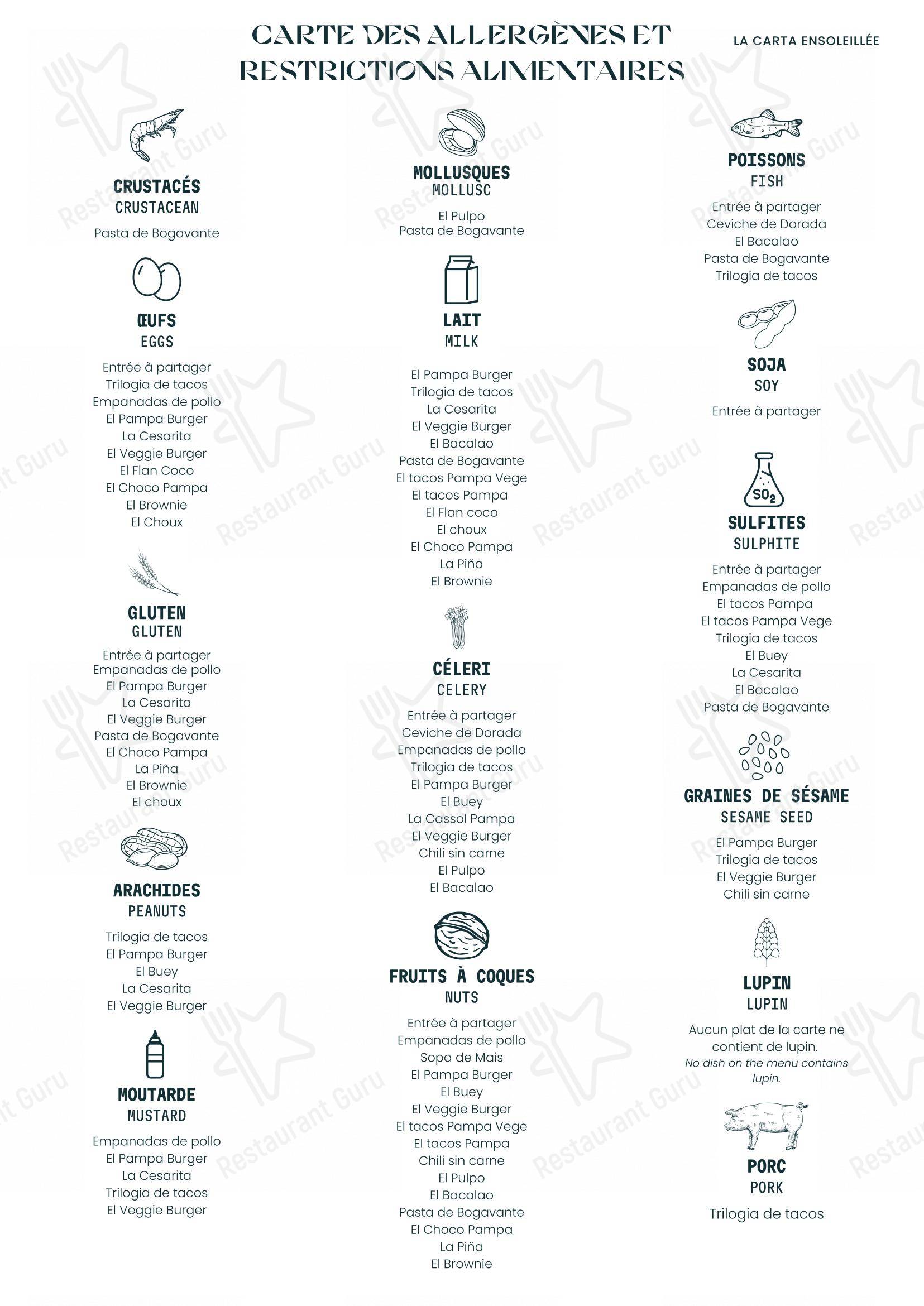 Menu pour PAMPA restaurant