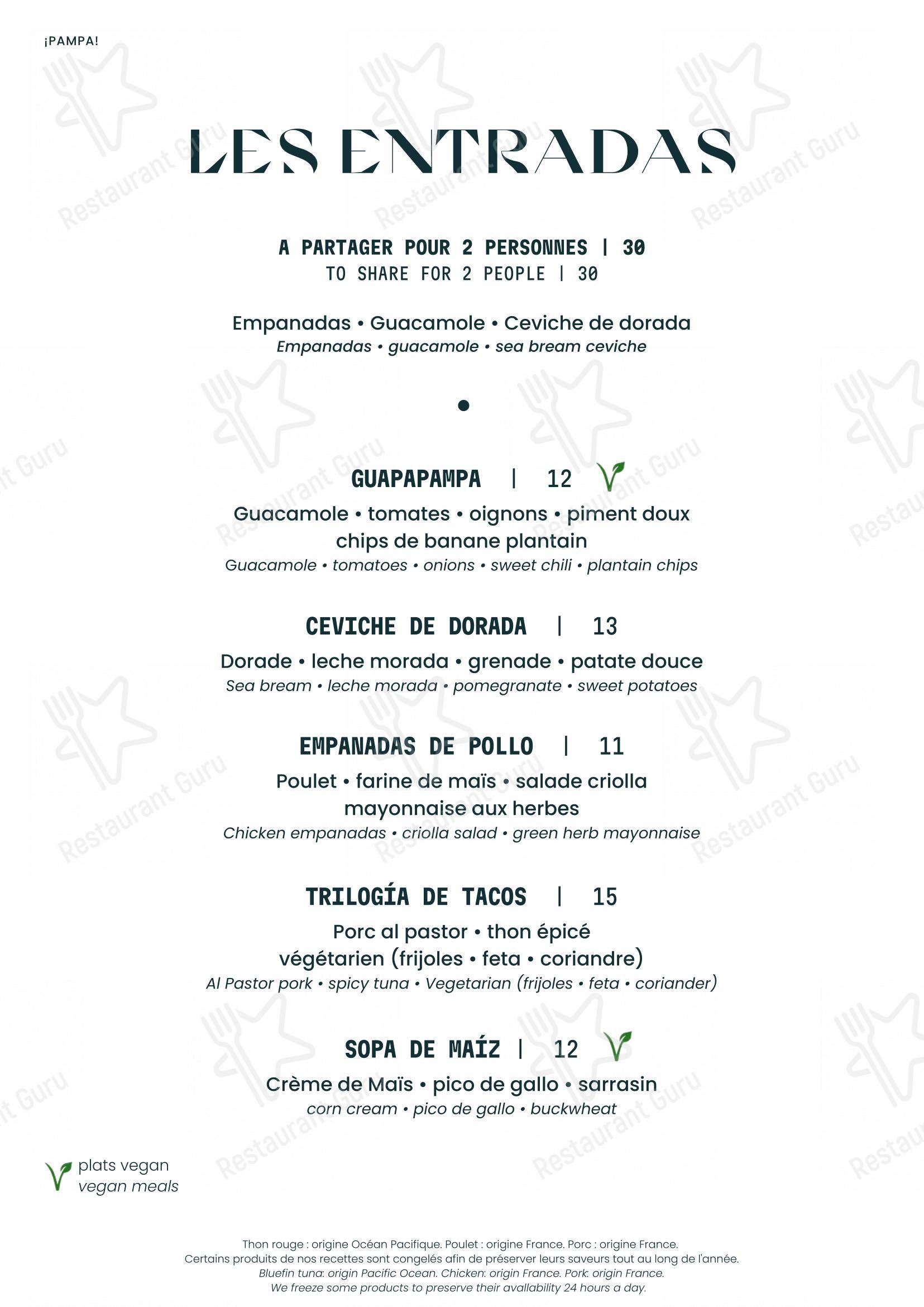 PAMPA dans Lyon - Menu