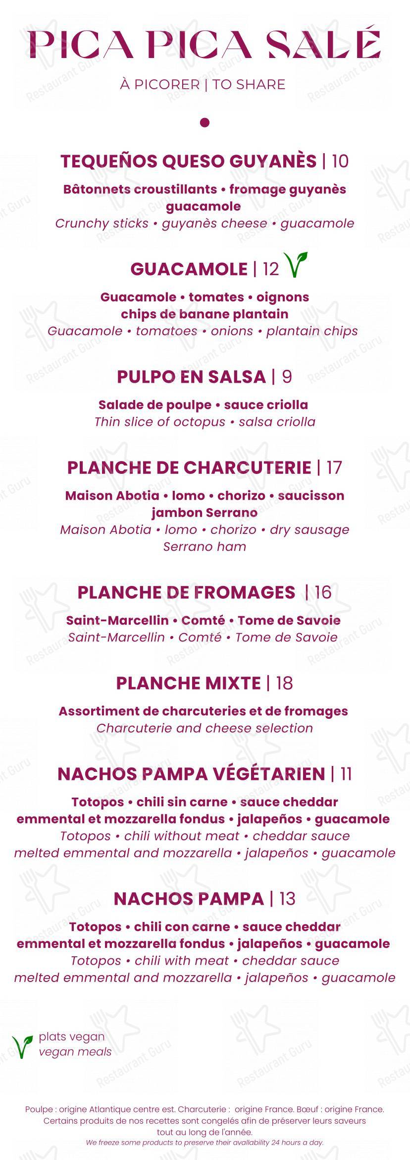 PAMPA dans Lyon - Основное меню