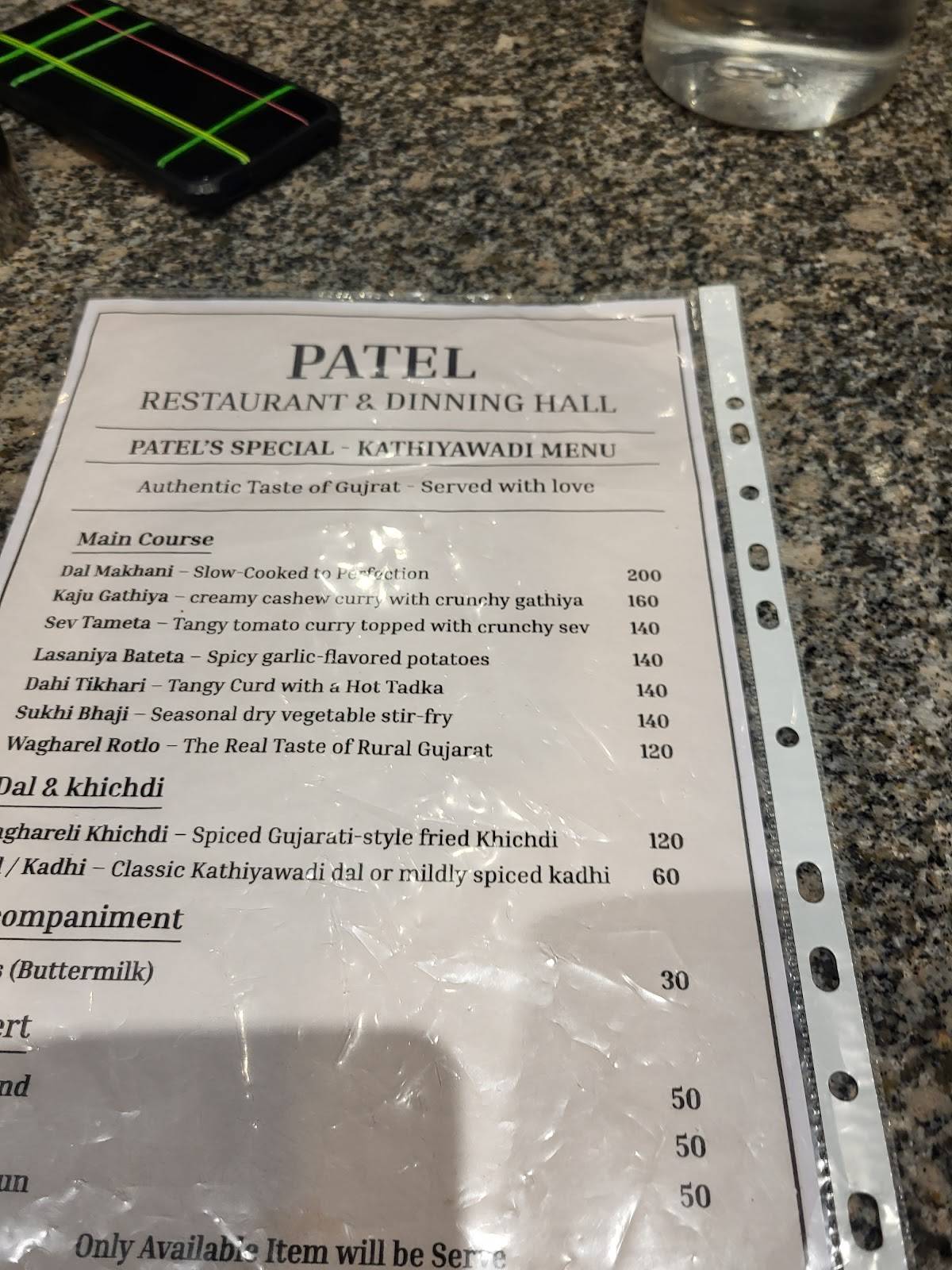 PATEL RESTAURANT DINING HALL- Best Dining Restaurant in Junagadh Kathiyawadi thali in Junagadh Gujarati Thali menu