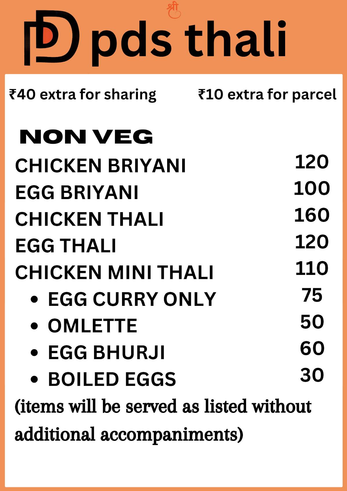 PDS Thali by KAIZEN HOSPITALITY menu