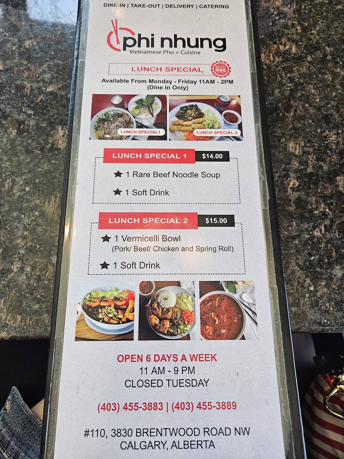 Menu de PHI NHUNG Vietnamese Pho + Cuisine