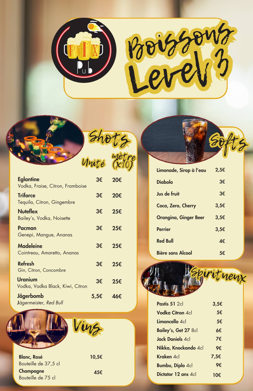 Menu de PIX Pub