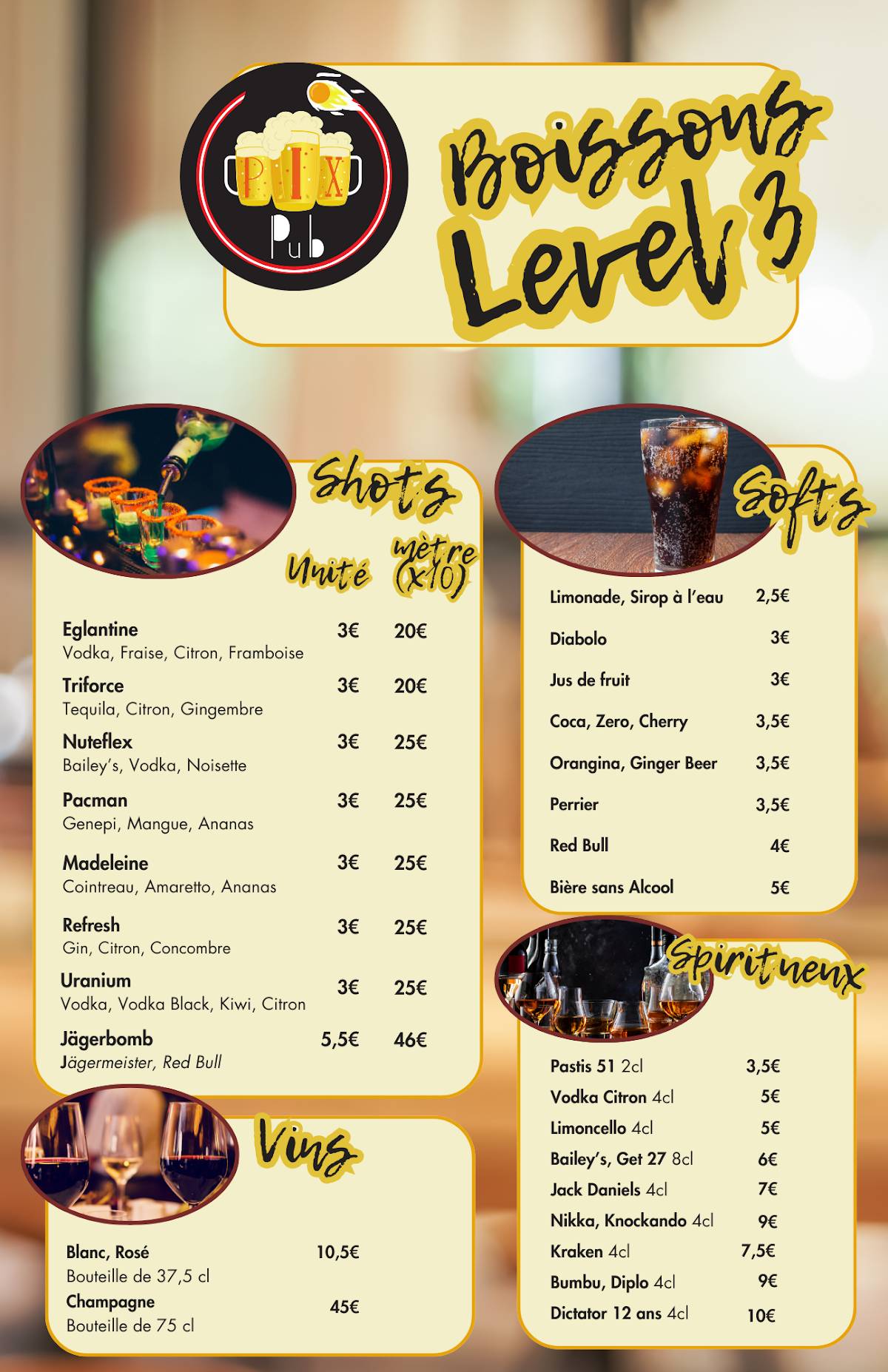 Menu de PIX Pub