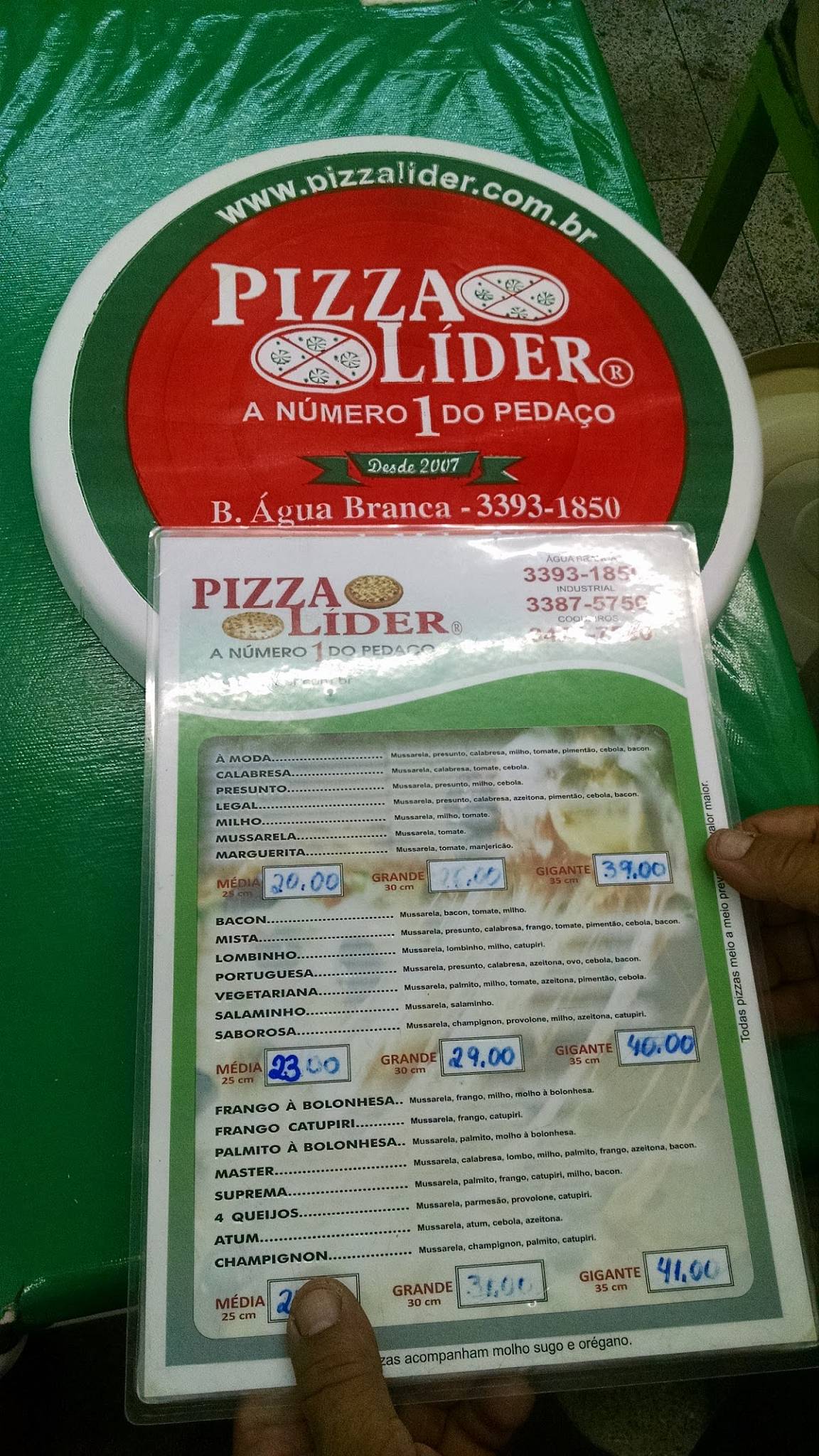 Pizza Líder cardápio