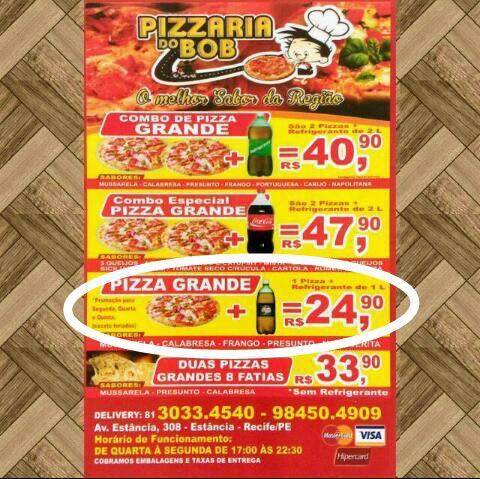 PIZZARIA DO BOB cardápio