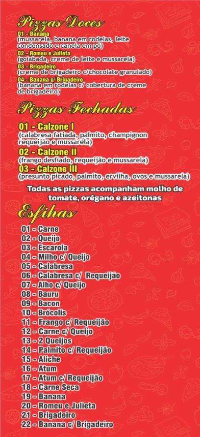 PIZZARIA E ESFIHARIA DIMMY cardápio