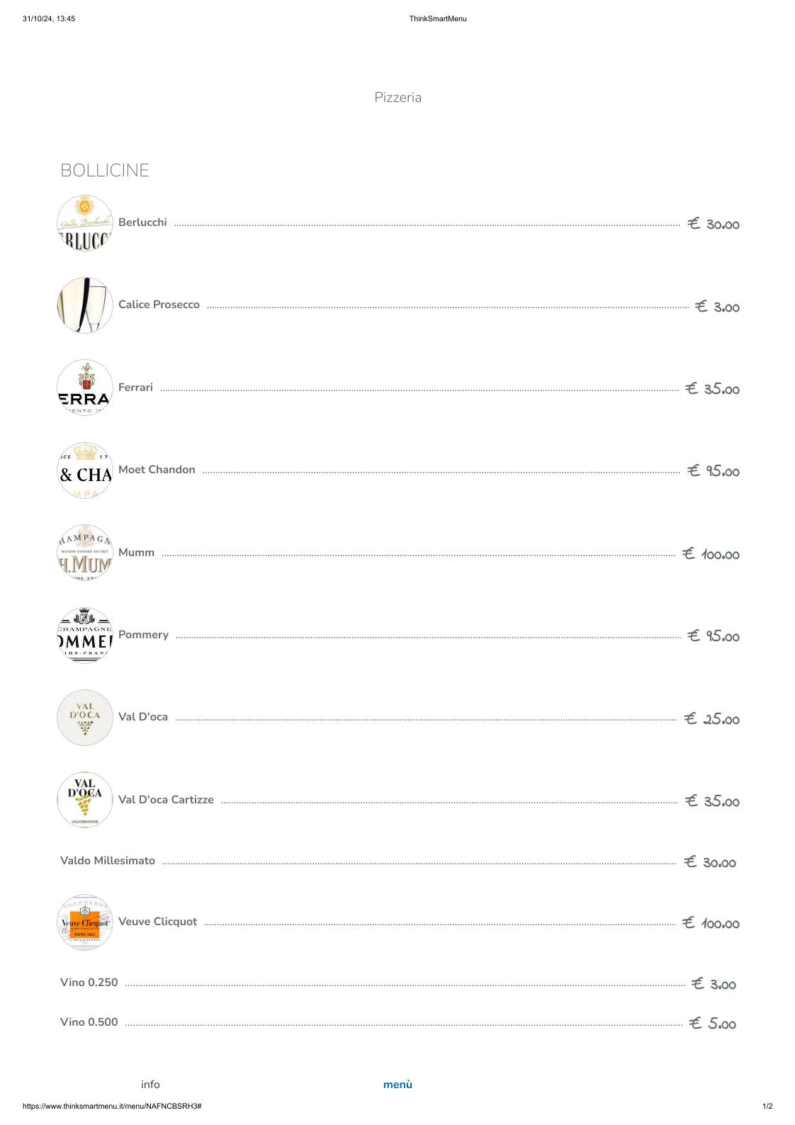 Menu di Cabaret 