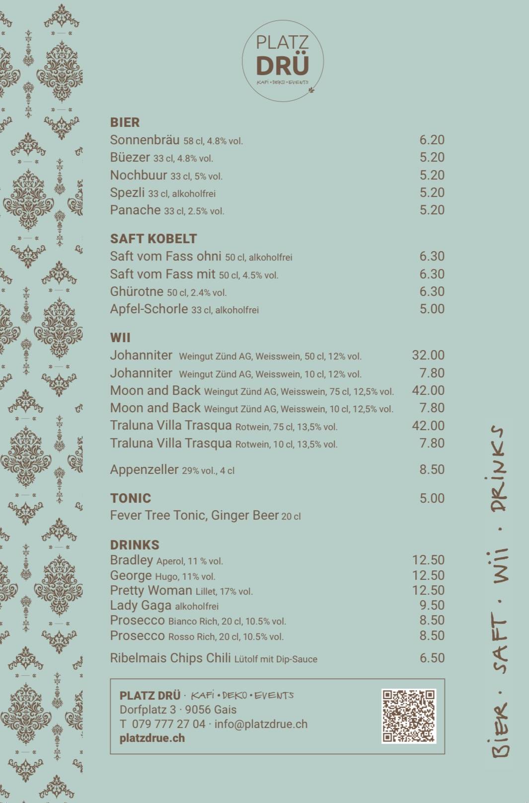 Menu di PLATZ DRÜ 