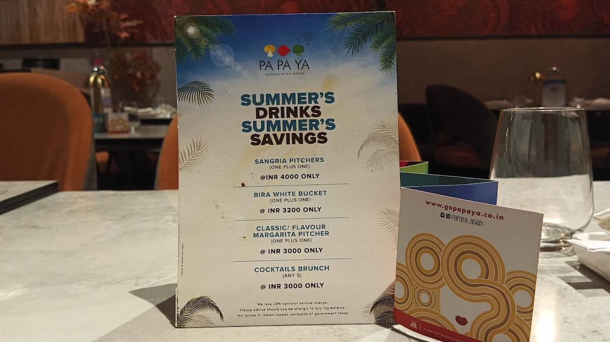 Pa Pa Ya menu