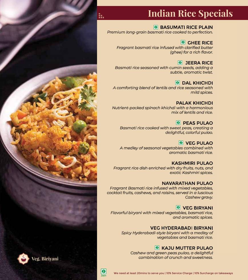 Paakashala @ MG Road Veg Restaurant in MG Road menu