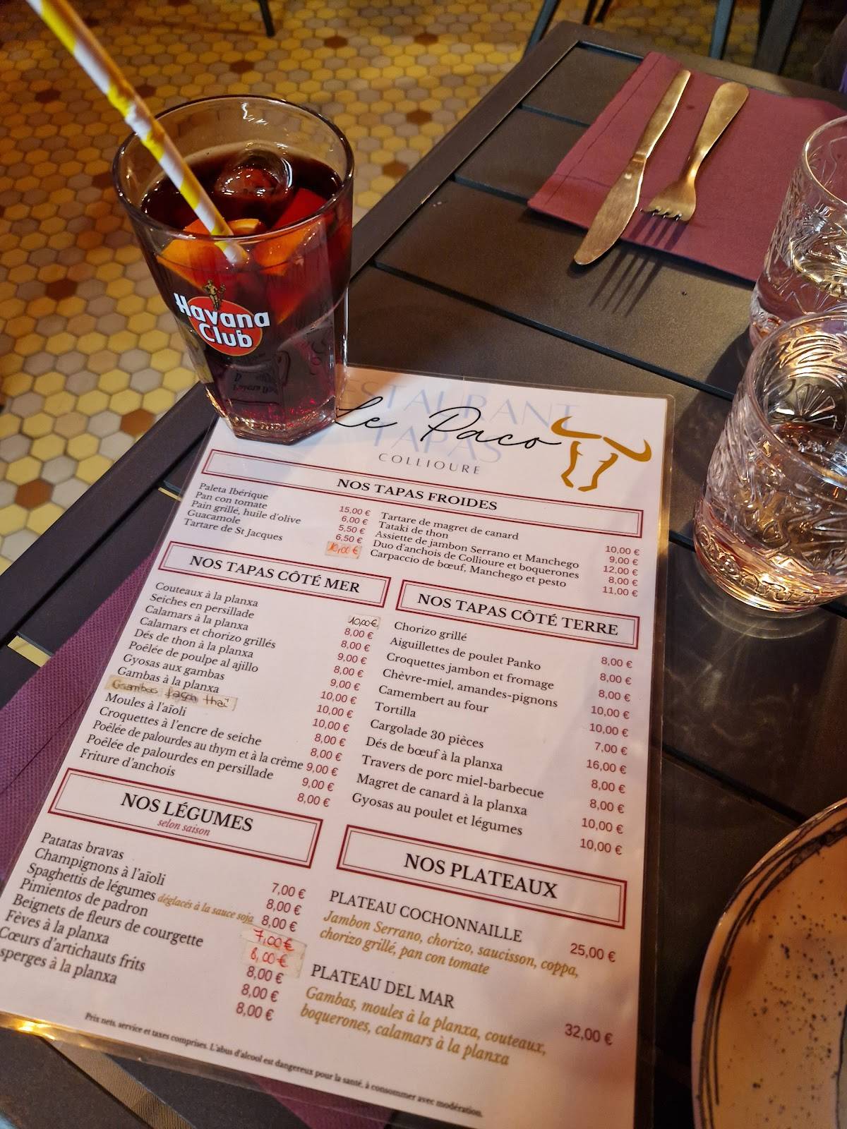 Menu de Paco