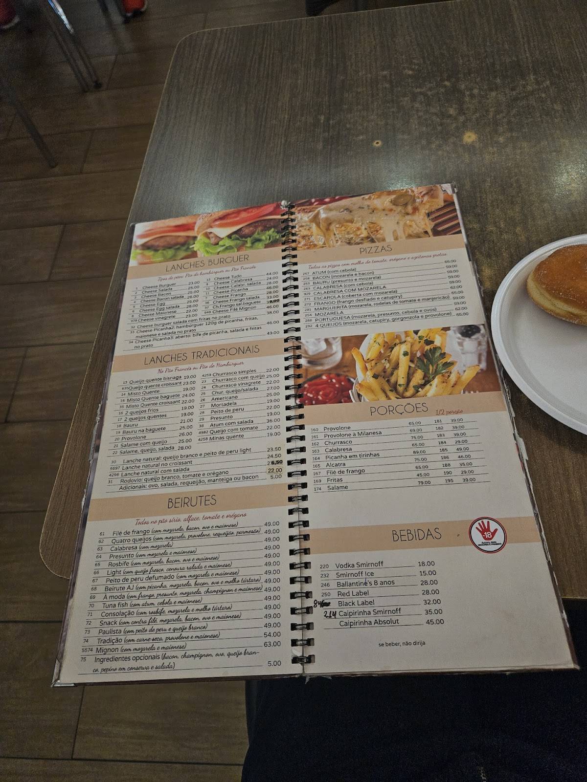 Padaria AJ cardápio