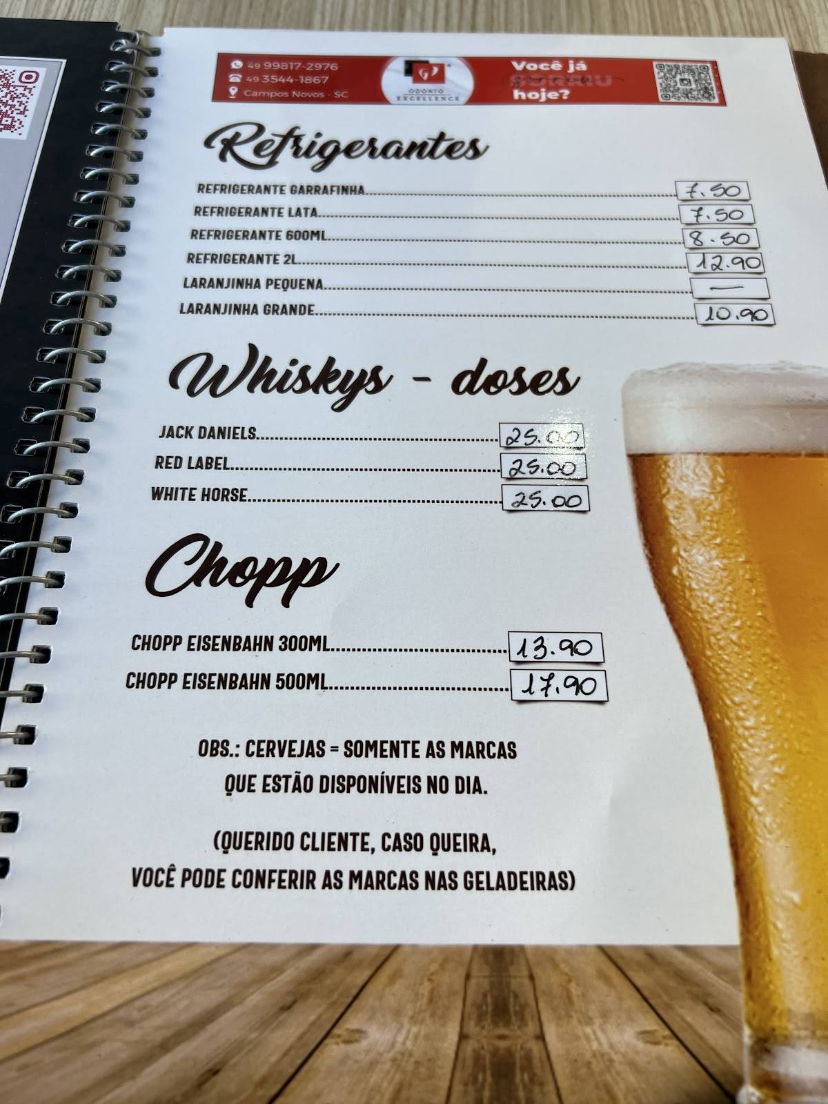 Padaria da Cris cardápio