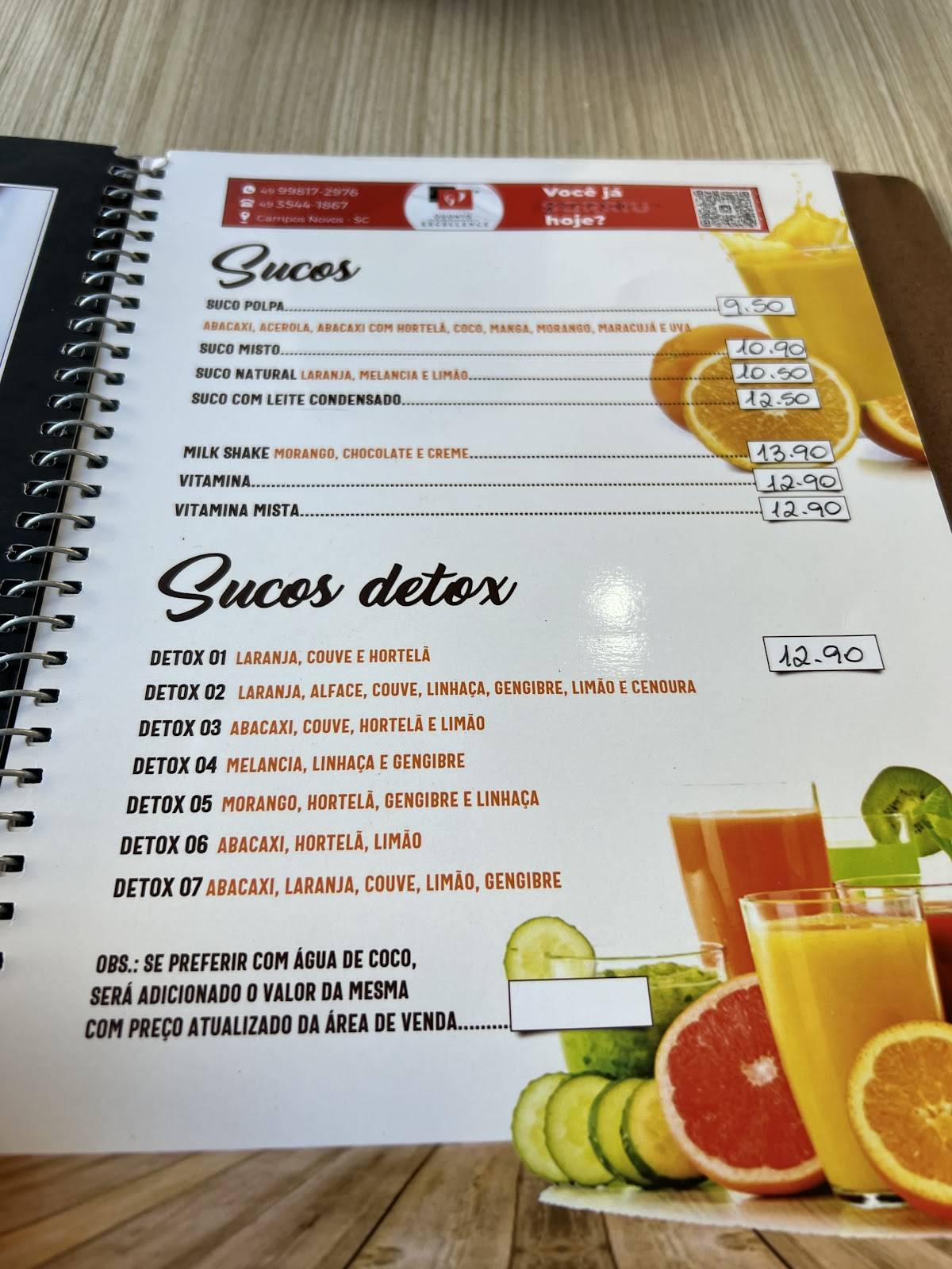 Padaria da Cris cardápio
