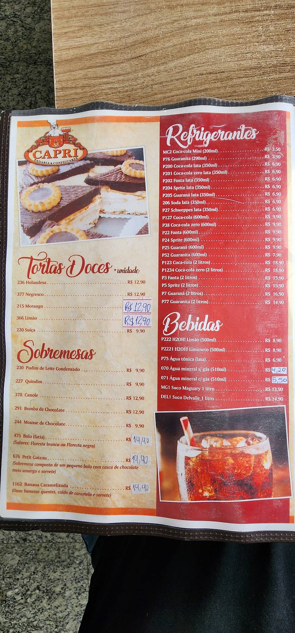 Padaria Capri cardápio