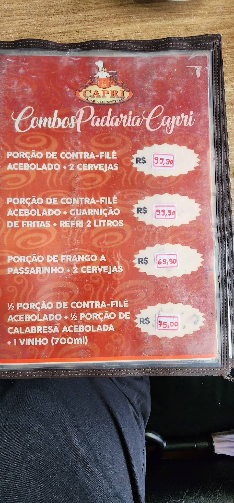 Padaria Capri cardápio