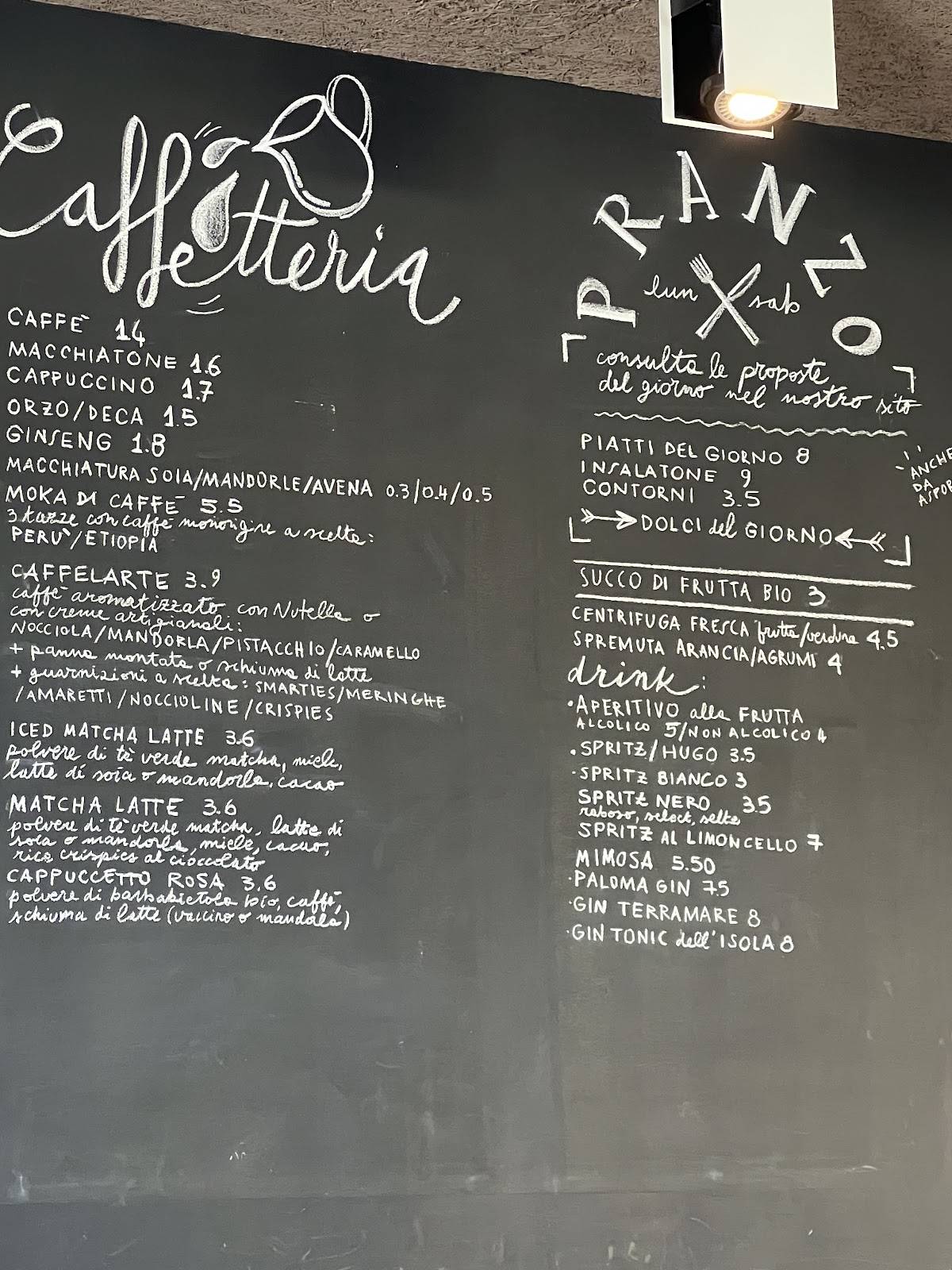 Menu di Spazio Caffelarte 