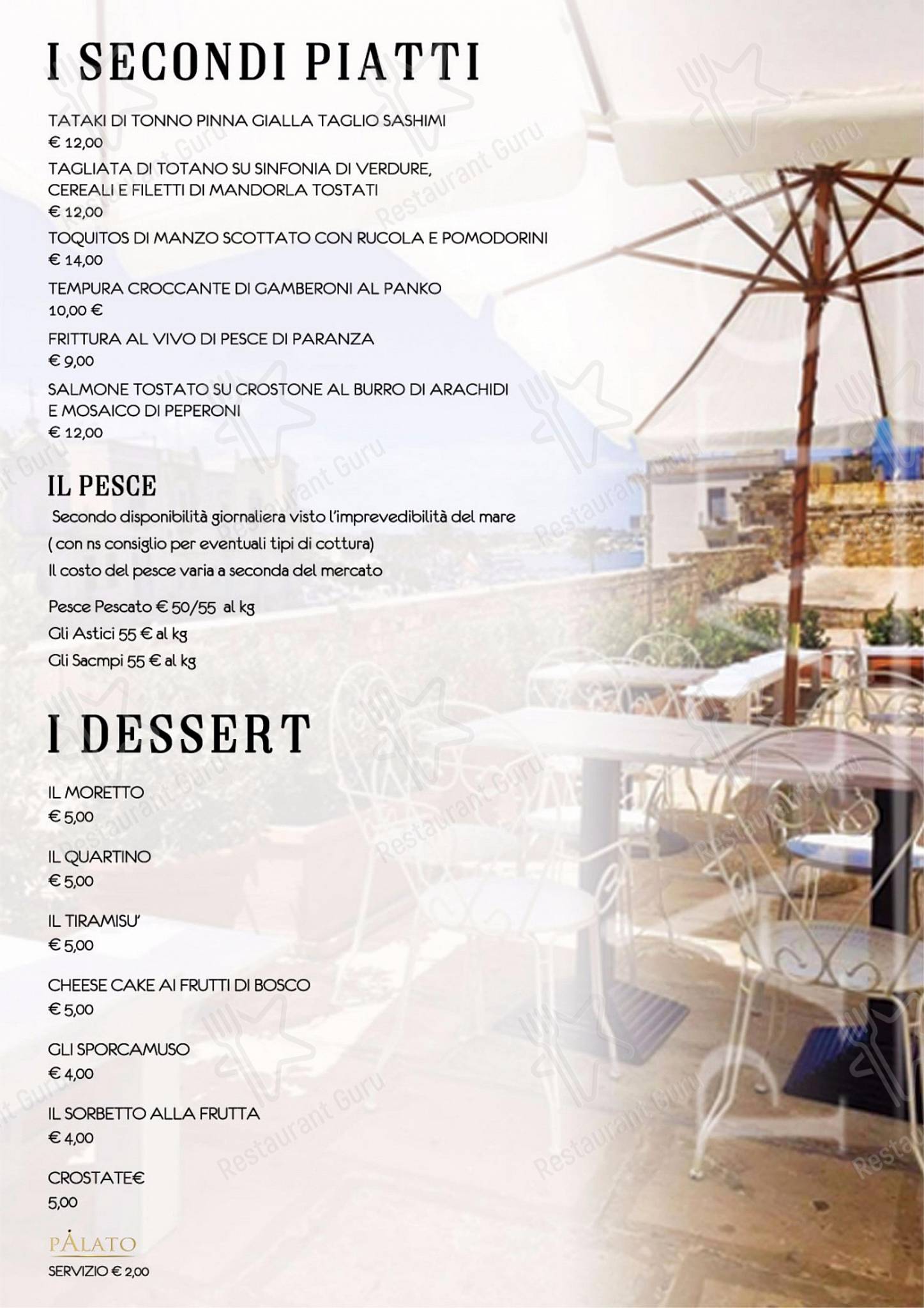 Menu bar per Pàlato Café & Bistrot in Molfetta