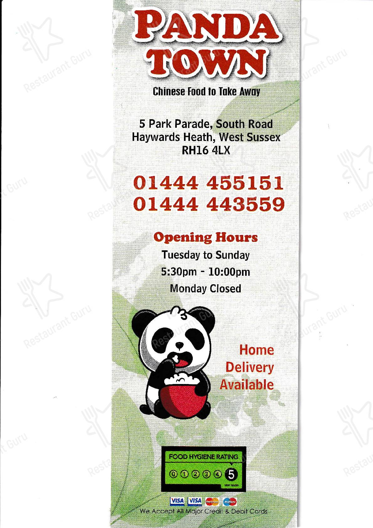 Menu at Panda Town fast food, Haywards Heath