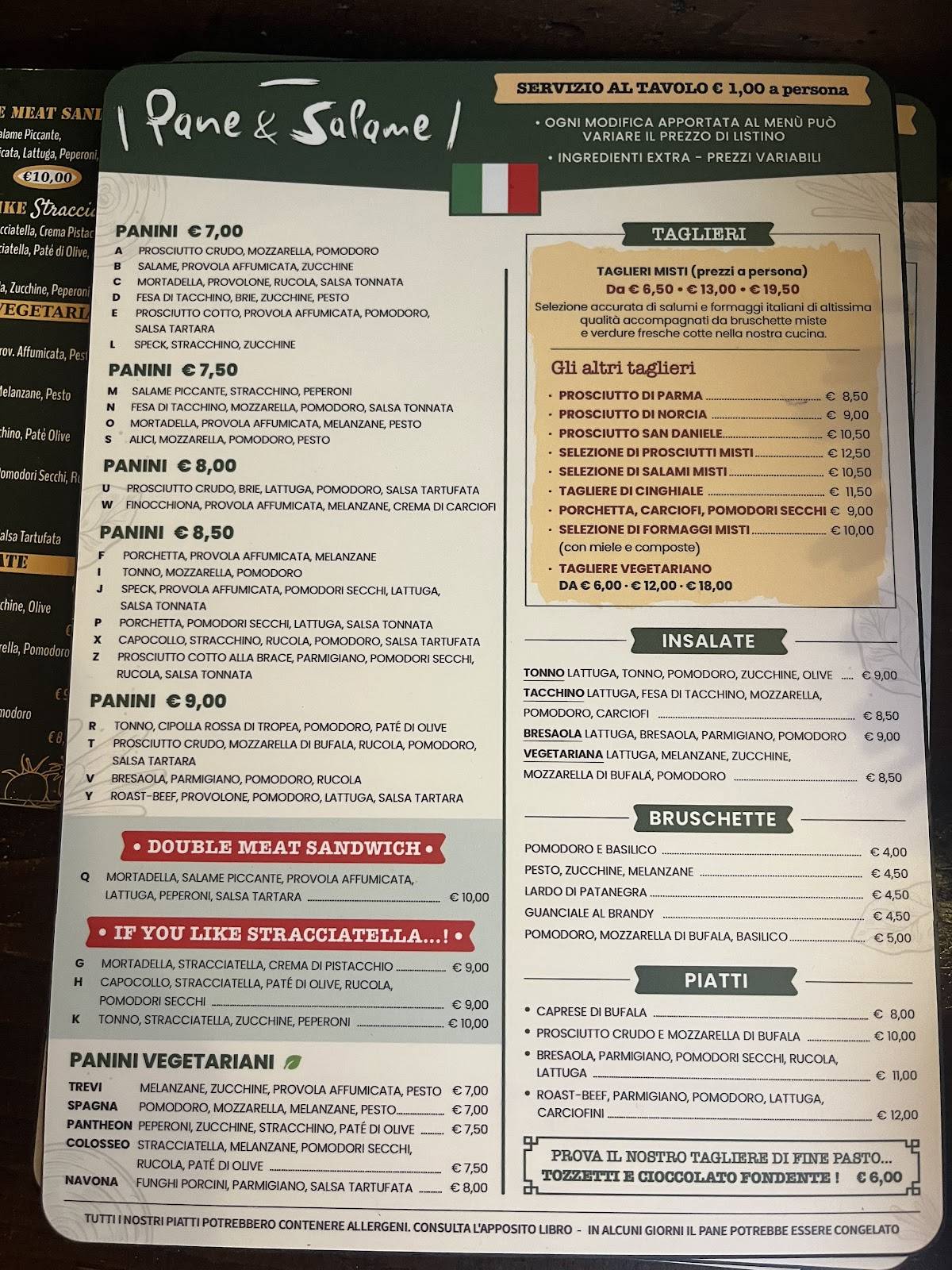 Menu de Pane e Salame