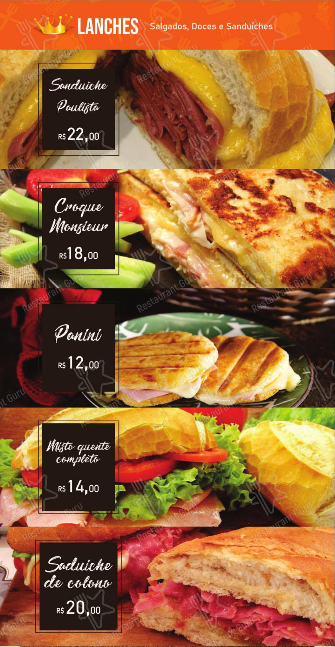 Panificadora e Restaurante Princesa em Ponta Grossa - Menu