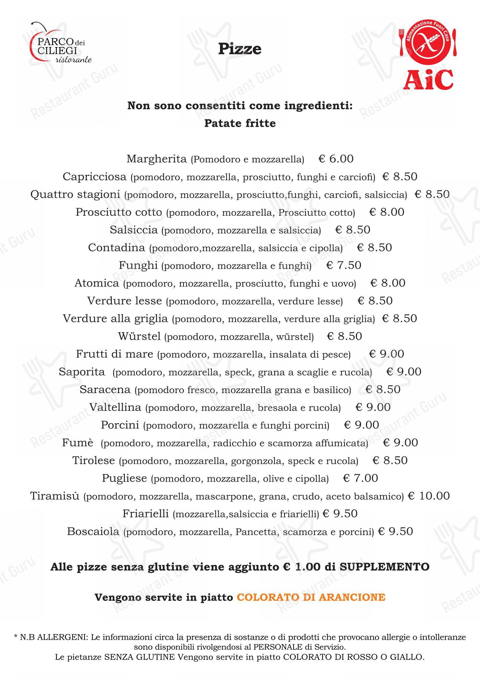 Ночное меню per Parco Dei Ciliegi pizzeria