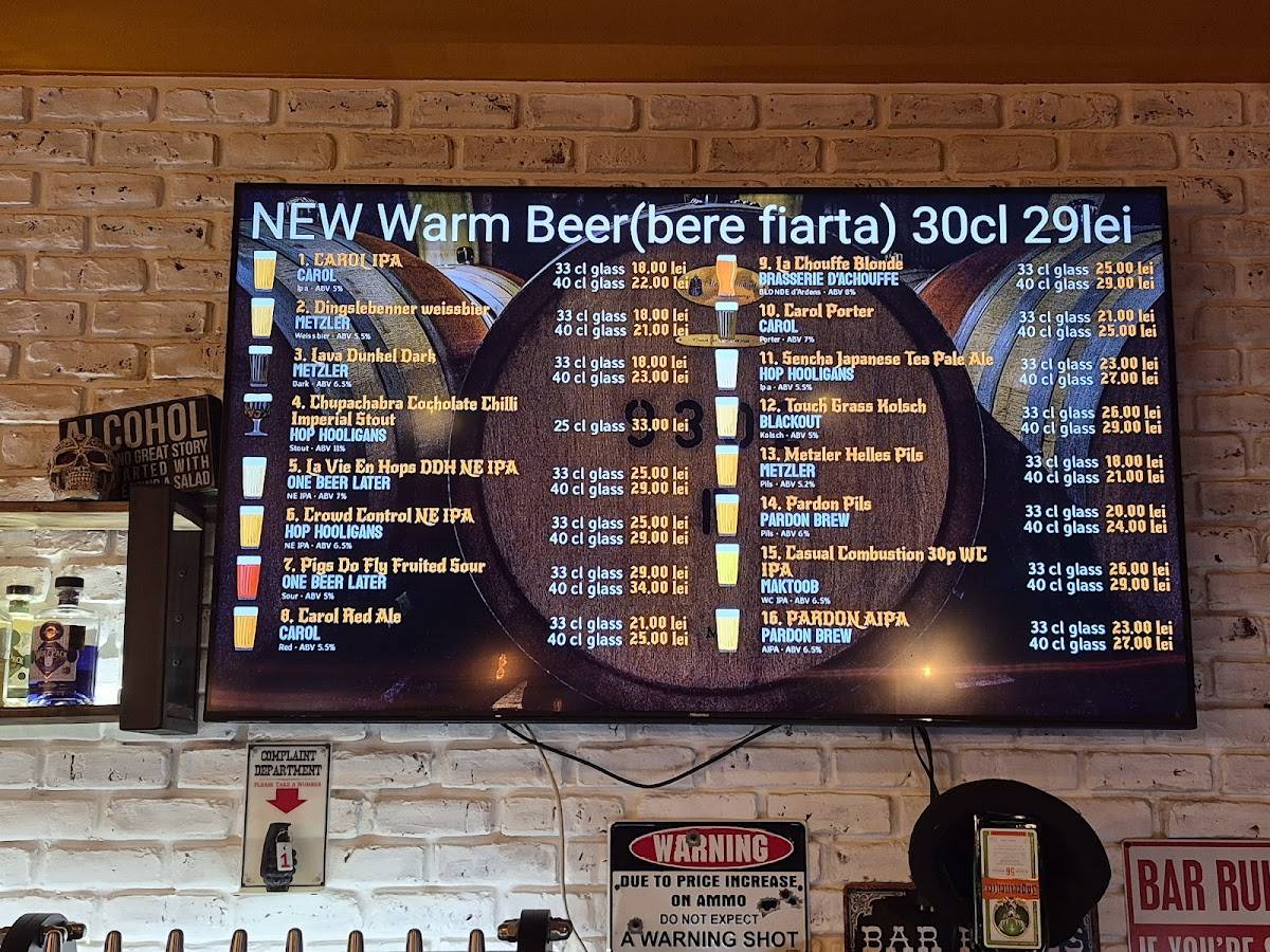 Menu de Pardon Pub & Taproom