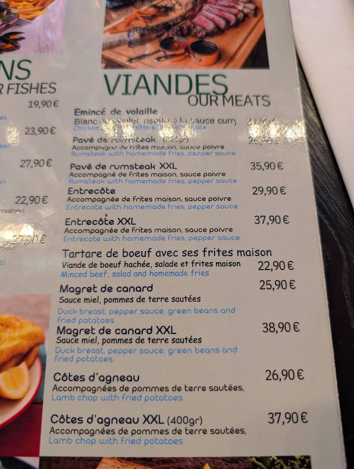 Menu de CHEZ MILO