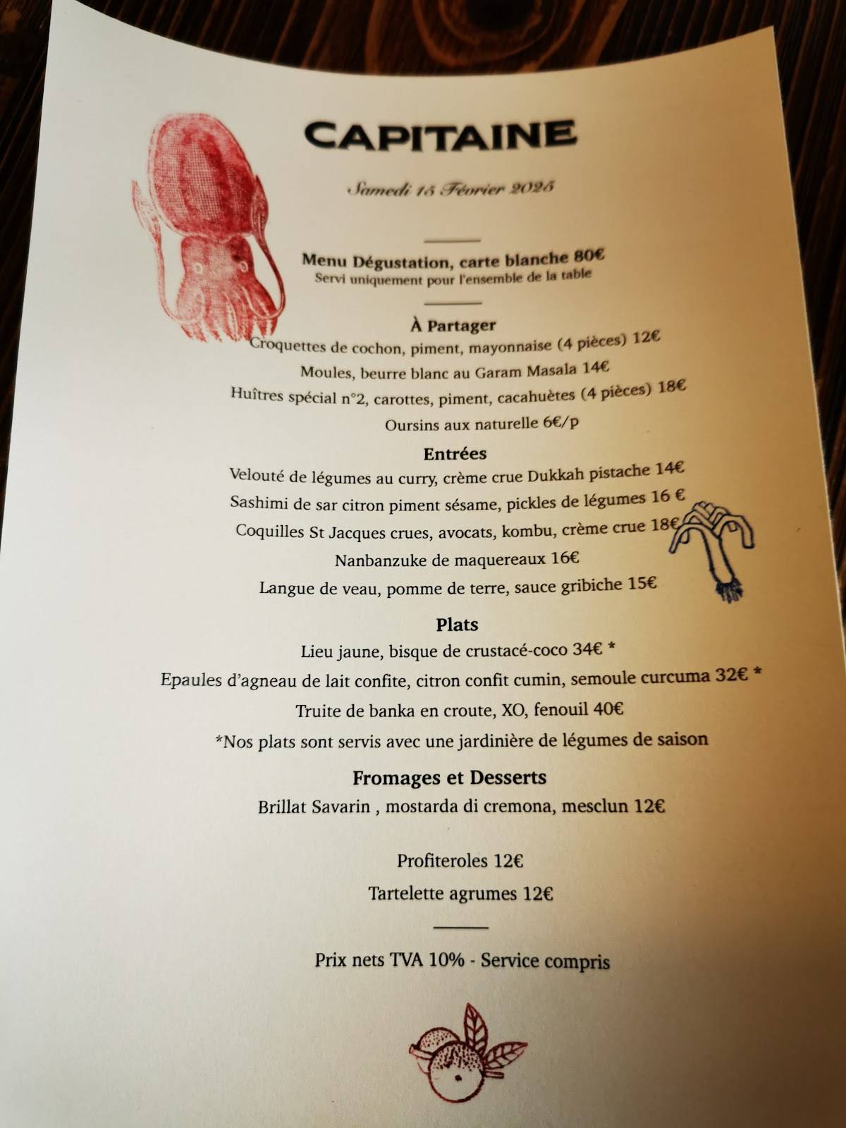 Menu de Capitaine