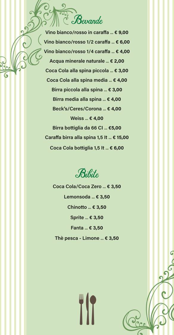 Menu di Verdi Ricordi Pizzeria Ristorante Parma 