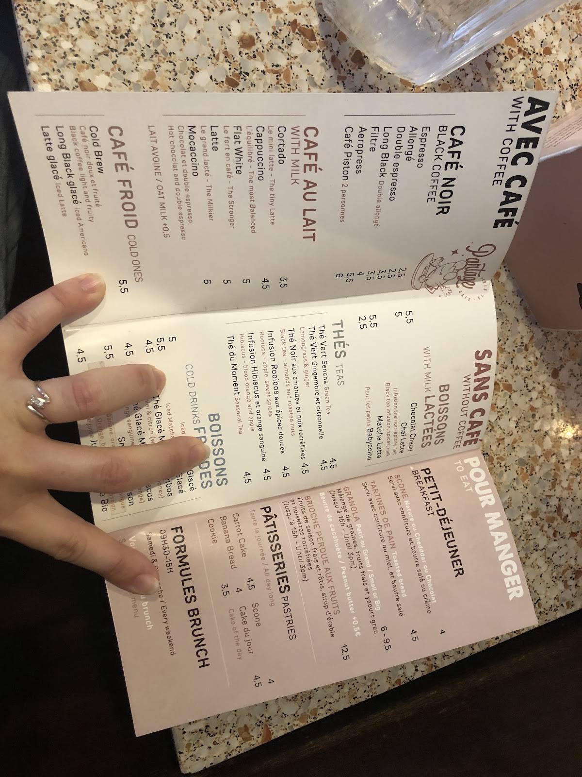 Menu de Partage Cafè