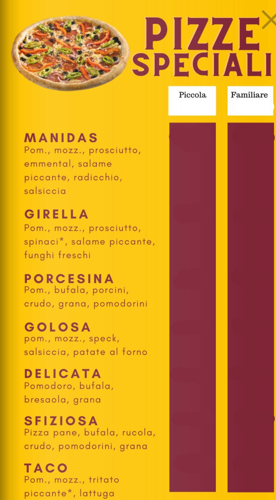 Menu di Manidas Pizzeria & Barbecue 