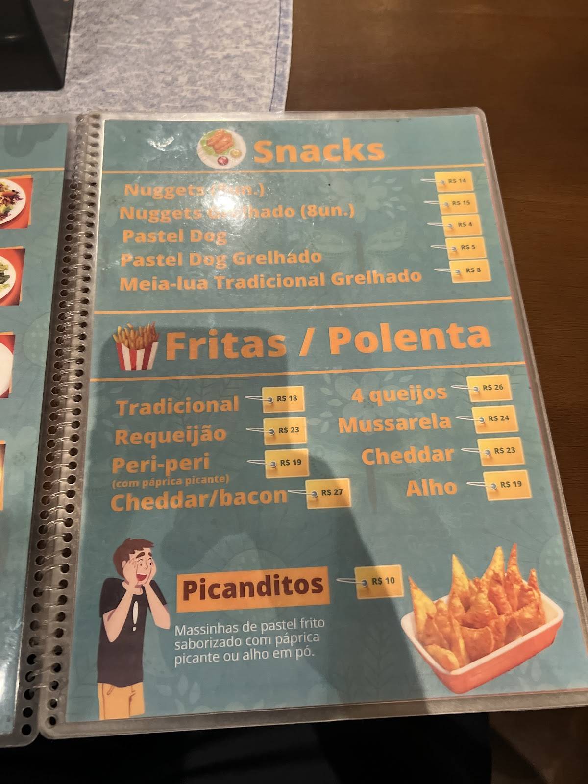 Pastel com borda cardápio