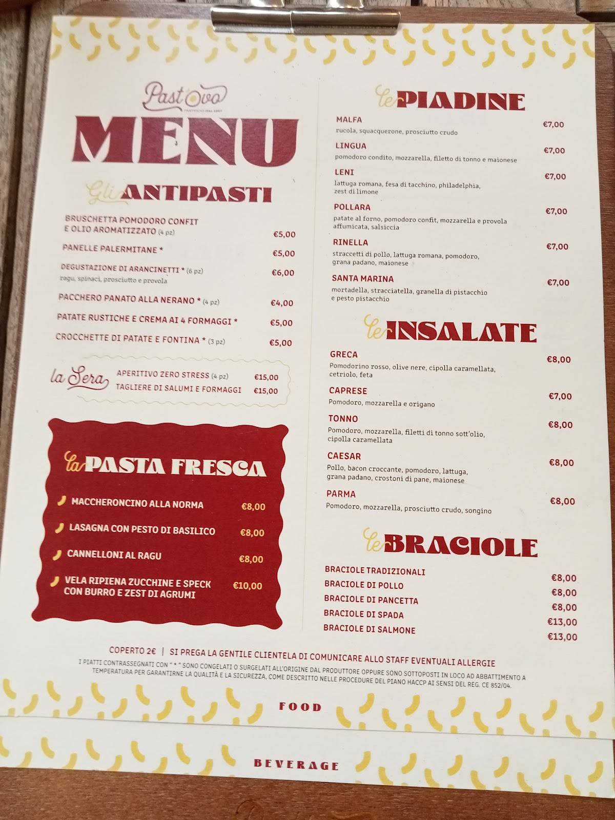 Menu di Past'ovo 